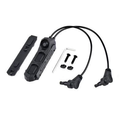 Tactical Modular Dual Wire Three Button Remote Activation Pressure SwitchFor M300/M600 PEQ15 Etc Series Scout Troch FlashlightFor 20mm Rail And M/K Dual System (Crane Laser+Crane Laser Plug BK)