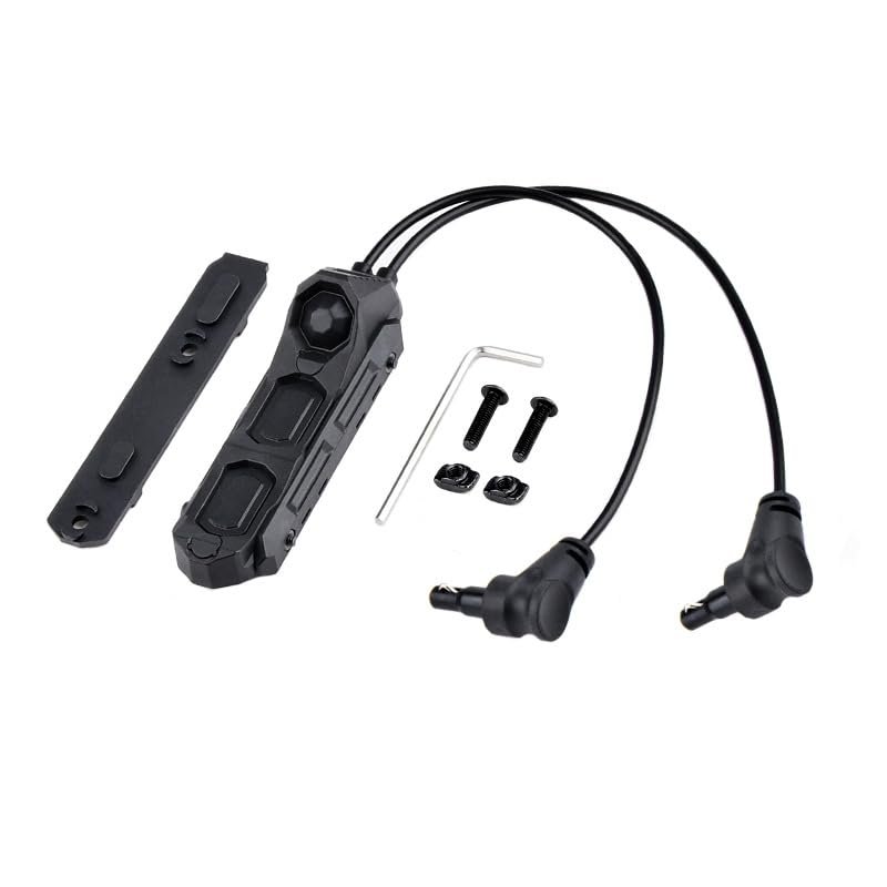 Tactical Modular Dual Wire Three Button Remote Activation Pressure SwitchFor M300/M600 PEQ15 Etc Series Scout Troch FlashlightFor 20mm Rail And M/K Dual System (Crane Laser+Crane Laser Plug BK)