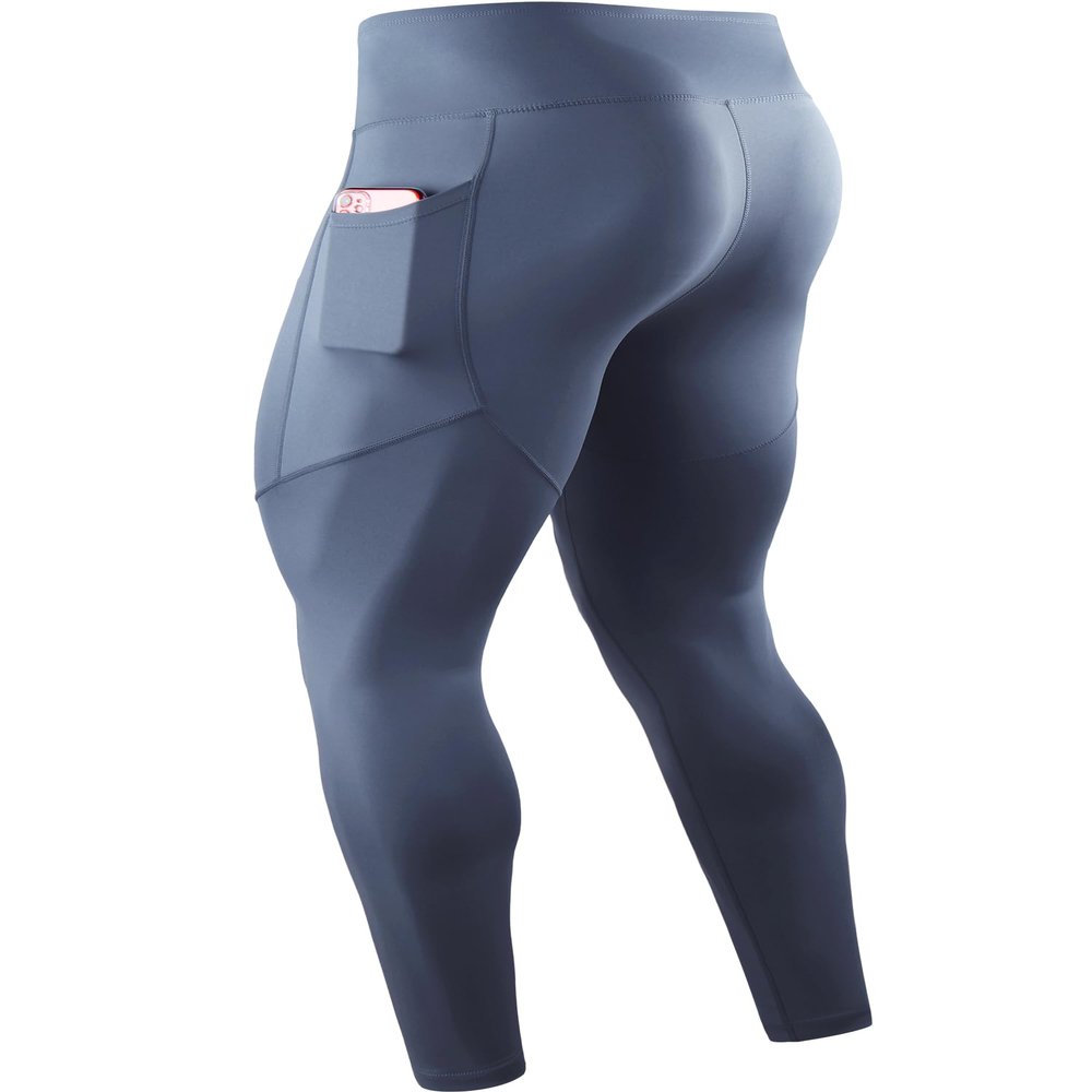 CADMUS Mens Workout Pants Compression Leggings Athletic Pants Muscle Baselayer, Navy Blue, 1124, 2XL