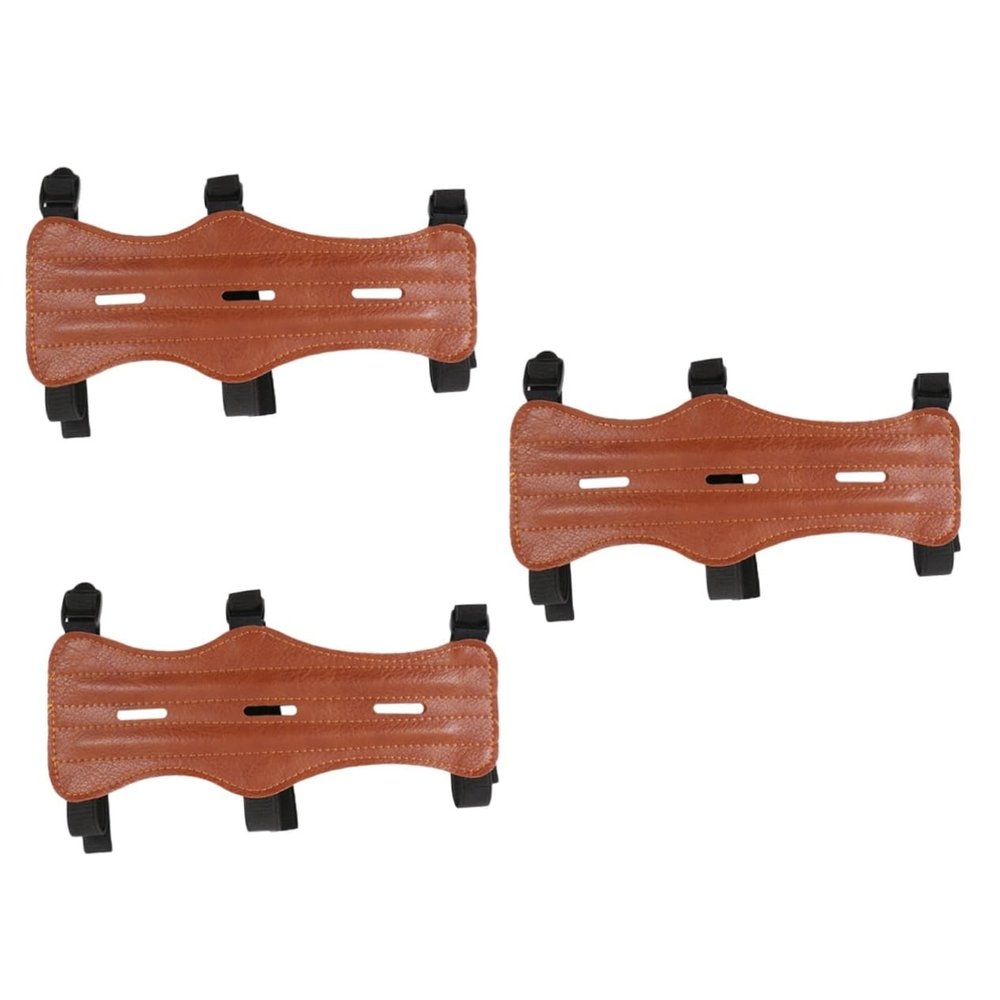 BESPORTBLE 3pcs Fashion Pu Leather Arm Guard Safe Strap Triple Buckle for Arrow Holder Recurve Shooting