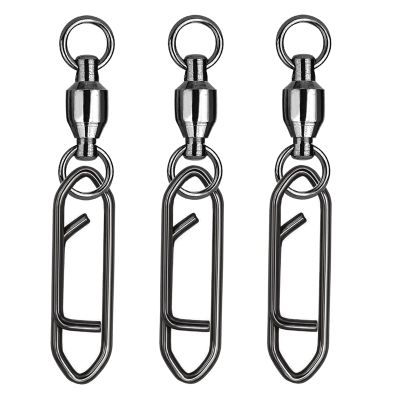 Atibin Snap Connector Fishing Swivels Stainless Bearing Ball Snap Swivels Steel Quick Change Fishing Clips Swivel Black Nickel, 50pcs, 66lbs