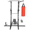 Gecheer Power Tower with Sit-up Bench and Boxing Bag, Multi-Functional Exercise Equipment for Home Gym, Black Powder-Coated Steel, Max Load 220 lb, for Strength Training and Muscle Building view 2