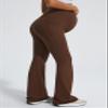 JOYSPELS Maternity Flare Leggings Over The Belly with Pockets  Soft, Comfortable Pregnancy Yoga & Daily & Work Pants Coffee view 3