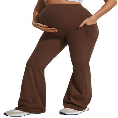 JOYSPELS Maternity Flare Leggings Over The Belly with Pockets  Soft, Comfortable Pregnancy Yoga & Daily & Work Pants Coffee