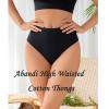 abandi Women's Cotton Thongs, High Waisted Thong Underwear, Seamless Thong Panties, Comfortable Undies 5 Pack, Black Size S view 2