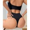 abandi Women's Cotton Thongs, High Waisted Thong Underwear, Seamless Thong Panties, Comfortable Undies 5 Pack, Black Size S view 4