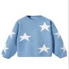 WDIRARA Girl's Star Printed Round Neck Long Sleeve Sweater Casual Drop Shoulder Pullover Knitwear Blue and White 10Y view 2