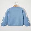 WDIRARA Girl's Star Printed Round Neck Long Sleeve Sweater Casual Drop Shoulder Pullover Knitwear Blue and White 10Y view 3