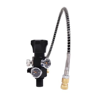 TUXING 4500PSI Paintball Fill Station Pcp Air Gun Charging Valve Dual Gauge Up to 4500psi with 24" Inch High Pressure HoseM18*1.5 thread