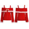 Adoeren Women Off Shoulder Sweater Cute Long Sleeve Lace Trim Knit Top Fall Fashion Y2k Knitted Pullover Jumper Fairycore(Basic Red,S) view 3
