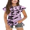 Arshiner Tie Dye Girls Shirt Ruffle Short Sleeve Cute Clothes for Girls Summer Blouse Ruched Knot Side Kids Casual Shirt 7-8 Years view 1