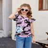 Arshiner Tie Dye Girls Shirt Ruffle Short Sleeve Cute Clothes for Girls Summer Blouse Ruched Knot Side Kids Casual Shirt 7-8 Years view 2