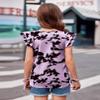 Arshiner Tie Dye Girls Shirt Ruffle Short Sleeve Cute Clothes for Girls Summer Blouse Ruched Knot Side Kids Casual Shirt 7-8 Years view 4