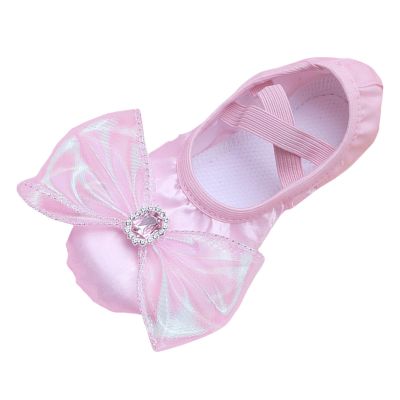 JEUROT Girls Ballet Shoes Satin Dance Practice Slipper Soft Sole Ballerina Flat Yoga Gymnastics Shoes Toddler/Little/Big Kid