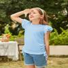 Arshiner Girls Ruffle Short Sleeve Summer Tops Casual Ruched Knot Side Crop Tops Tee Blouse Tunic Light Blue 9-10 Years view 2