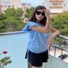 Arshiner Girls Ruffle Short Sleeve Summer Tops Casual Ruched Knot Side Crop Tops Tee Blouse Tunic Light Blue 9-10 Years view 4