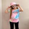 Arshiner Girls T Shirt Short Sleeve Ruffle Sleeve Round Neck Casual Ruched Knot Side Kids Tee Shirts Girls Colorful Happy Shirt 9-10 Years view 2