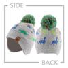 JANGANNSA Knitted Baby Hat Scarf Set Winter Warm Boys Girls Beanie Fleece Lining Toddler Kids Hats with Pompom(Colorful-Dinosaur Gray (Hat+Scarf),M) view 2