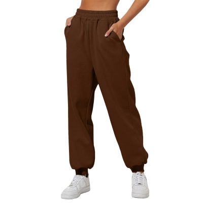Baggy Sweatpants for Women Elastic High Waisted Wide Leg Sweatpants Cozy Fleece Boyfriend Casual Yoga Pants with Pockets