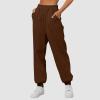 Baggy Sweatpants for Women Elastic High Waisted Wide Leg Sweatpants Cozy Fleece Boyfriend Casual Yoga Pants with Pockets view 2