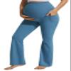 JOYSPELS Maternity Flare Leggings Over The Belly with Pockets Soft, Comfortable Pregnancy Yoga & Daily & Work Pants Blue Steel view 1
