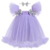 Baby Girls 3D Butterfly Tulle Tutu Dress Kids Toddler Flutter Sleeve Sequins Butterfly Birthday Christening Formal Pageant Wedding Princess Party Dresses Headband Cake Smash Outfit view 1