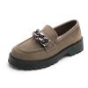 Women's Suedes Lug Sole Platform Loafers,Metal Chain Fashion Round Toe Slip On Chunky Heel Moccasin Shoes Comfort Suede Business Office Work Casual Penny Shoes (Grey,8.5) view 1