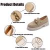 Women's Suedes Lug Sole Platform Loafers,Metal Chain Fashion Round Toe Slip On Chunky Heel Moccasin Shoes Comfort Suede Business Office Work Casual Penny Shoes (Grey,8.5) view 2