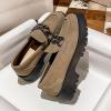 Women's Suedes Lug Sole Platform Loafers,Metal Chain Fashion Round Toe Slip On Chunky Heel Moccasin Shoes Comfort Suede Business Office Work Casual Penny Shoes (Grey,8.5) view 3