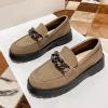 Women's Suedes Lug Sole Platform Loafers,Metal Chain Fashion Round Toe Slip On Chunky Heel Moccasin Shoes Comfort Suede Business Office Work Casual Penny Shoes (Grey,8.5) view 4