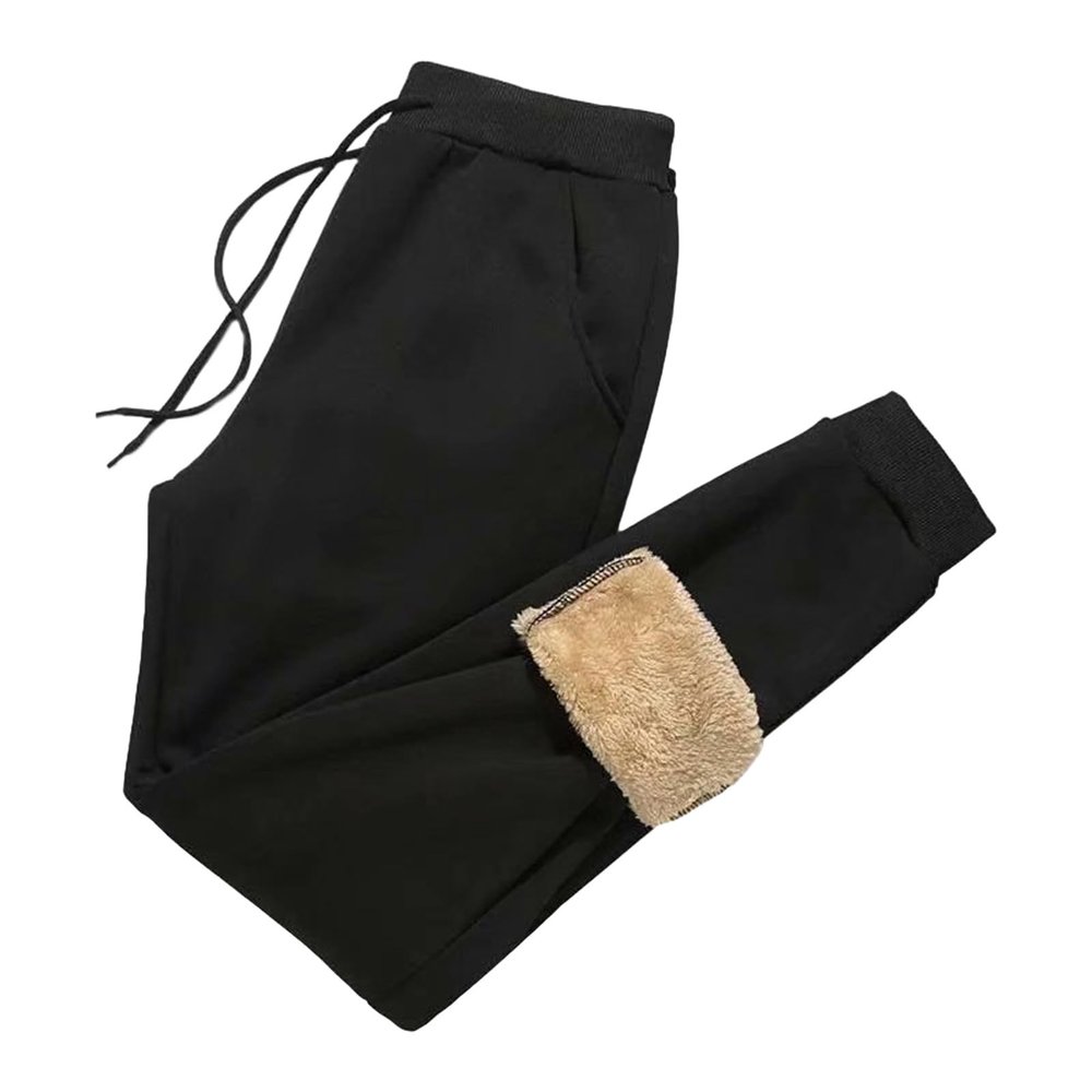 NEREIDS NET Men's Winter Warm Loose Utility Down Pants Fleece Lined Thermal Ski Snow Puffer Pants Snow Trousers Ski Pants Black B 3XL
