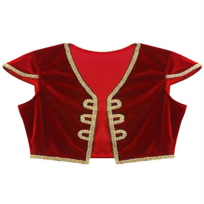 Yihuimin Kids Boys Arabian Prince Vest Sleeveless Open Front Waistcoat Vest Top for Stage Party Red 4 Years