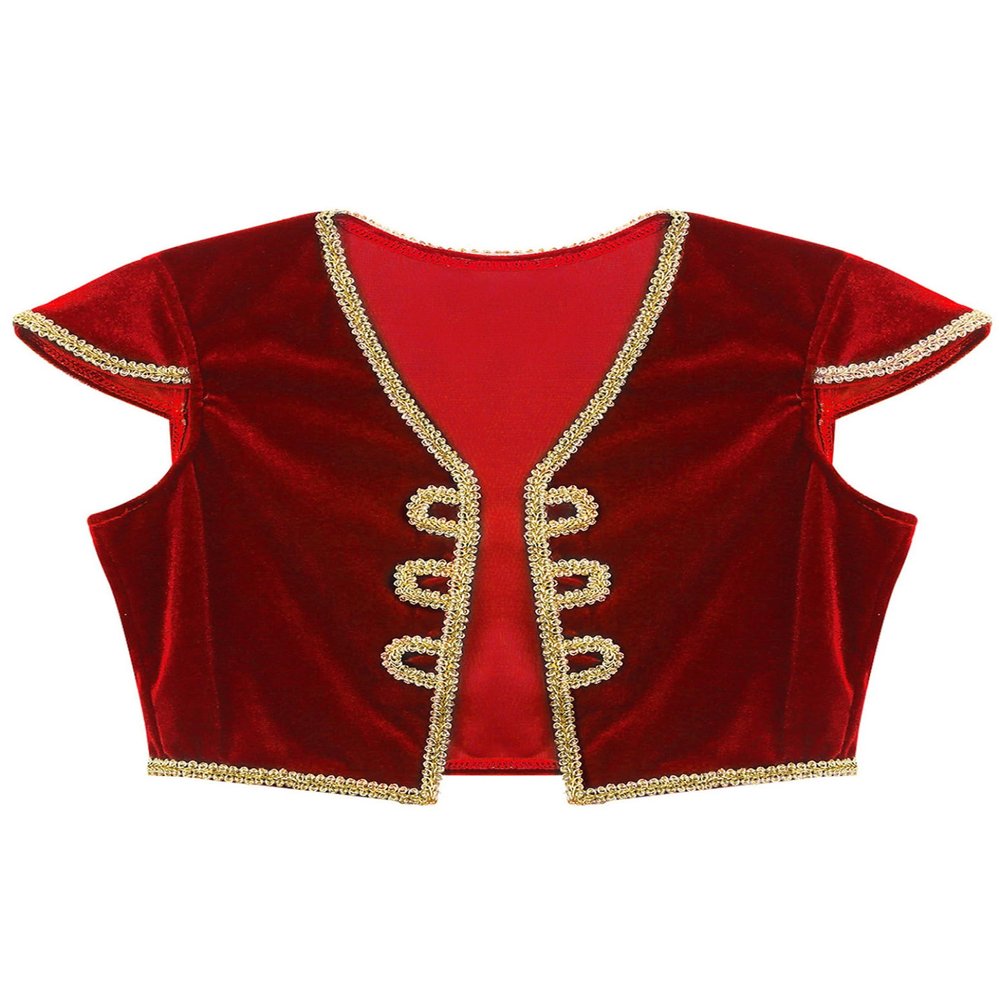 Yihuimin Kids Boys Arabian Prince Vest Sleeveless Open Front Waistcoat Vest Top for Stage Party Red 4 Years