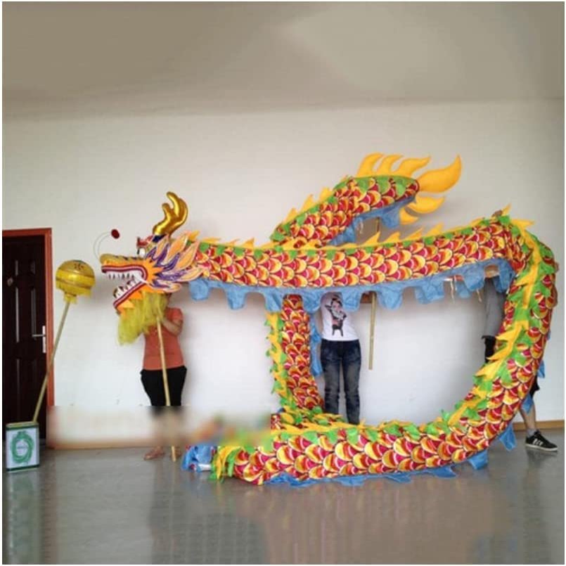Dragon Dance 32.8 ft Length Chinese Dragon Dance for 8 Players Folk Dancing Dragon Ribbon Fitness Outdoor Sport Silk Dragon for Adults
