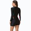 ABOCIW Women's One Piece Long Sleeve Bathing Suits UV Protection Rash Guard Zipper Surfing Athletic Boyleg Swimsuit Black + Light Blue Medium view 2