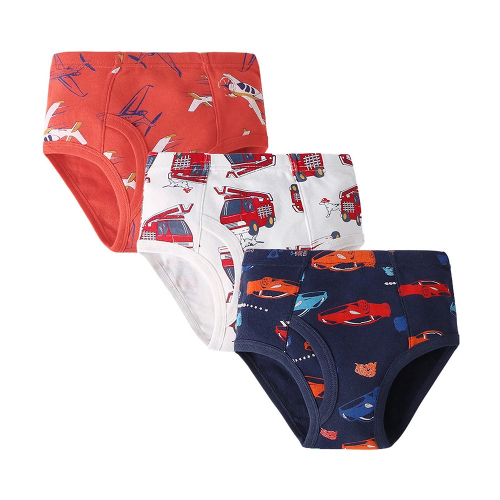 3PCS Boys Soft Cotton Underwear For Toddler Boy Cute Print Briefs Toddler Kids Baby Underwear (Dark Blue, 12-18 Months)