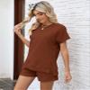 LOMON Womens Lounge Shorts Sets 2 Piece Outfits Short Sleeve Loungewear view 3