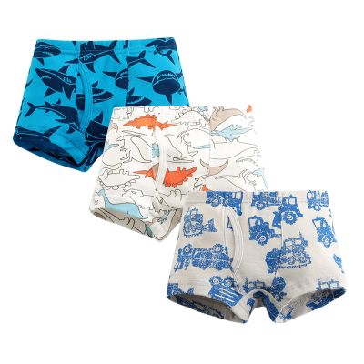 Boys oxer Briefs Soft Shorts Cotton Underwear Baby Toddler Cartoon Print Underwear for Kids Boy 3PCS (Blue, 4-5 Years)