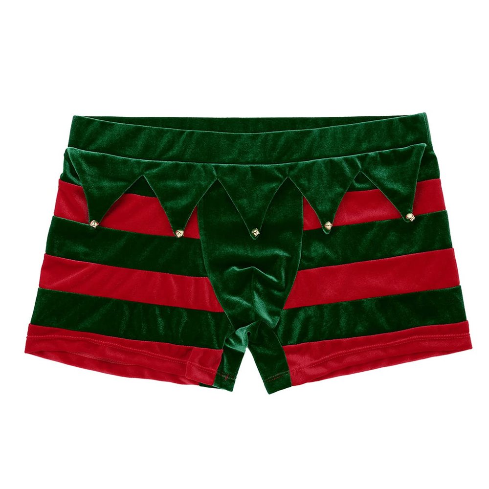 HULIJA Men's Sexy Santa Claus Christmas Boxer Shorts Funny Guys Xmas Holiday Trunks Underwear Redgreen Large
