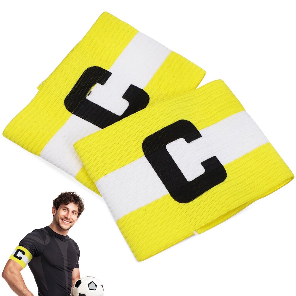 LIOOBO 2PCS Soccer Captain Armband Football Arm Bands Elastic Captain Armbands Adjustable Nylon Rugby Basketball Volleyball Player Wrist Band for Youth Adult Team Sports Training(Yellow)