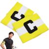 LIOOBO 2PCS Soccer Captain Armband Football Arm Bands Elastic Captain Armbands Adjustable Nylon Rugby Basketball Volleyball Player Wrist Band for Youth Adult Team Sports Training(Yellow) view 1