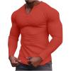Men's V Neck Waffle Knit Sweaters Long Sleeve Slim Fit Thermal Tops Casual Lightweight Muscle T Shirts Stretchy Undershirts Orange view 1
