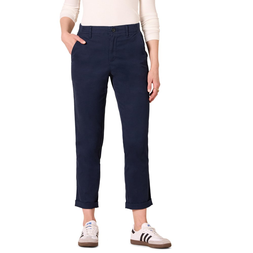Amazon Essentials Women's High-Rise Regular-Fit Ankle-Length Tapered-Leg Khaki Pant, Navy, 6