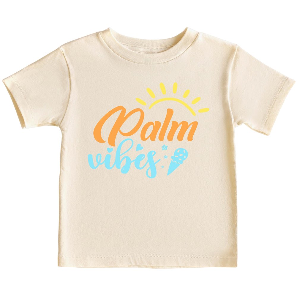 CAOMP Palm Vibes T-Shirt for Youth Toddler Baby Bodysuit Vaction Shirt Holiday Kids T-shirt Athl Heather 12M #01301