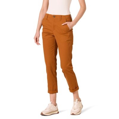 Amazon Essentials Women's High-Rise Regular-Fit Ankle-Length Tapered-Leg Khaki Pant, Caramel, 6