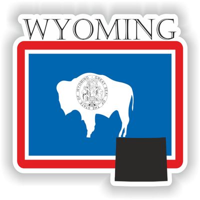 1x Wyoming Map Flag Pro - Car Vinyl Waterproof Sticker - 5cm