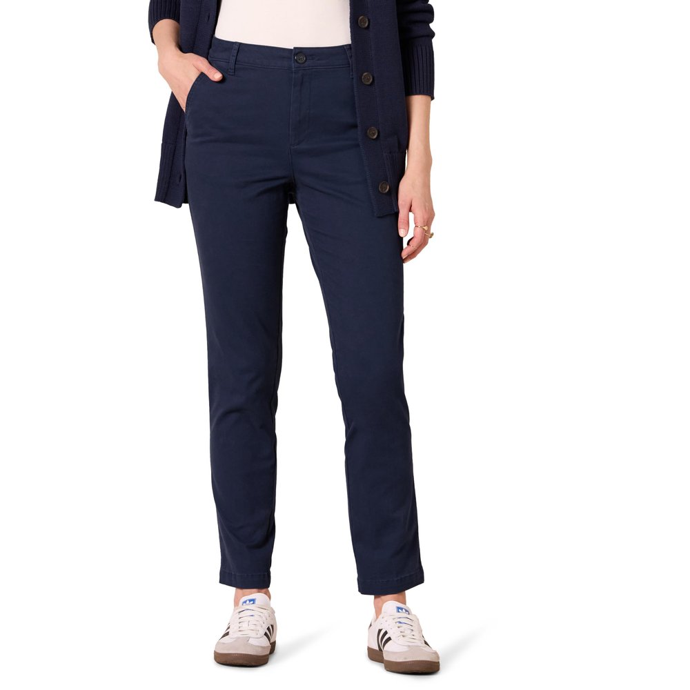 Amazon Essentials Women's High-Rise Slim-Fit Full-Length Straight-Leg Khaki Pant, Navy, 2