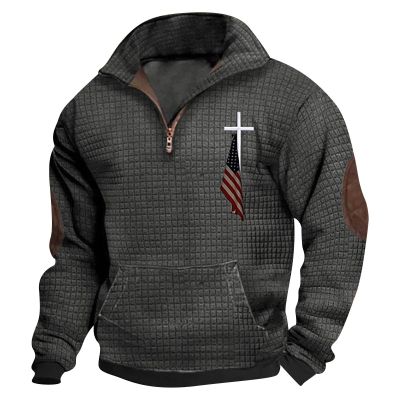 ZYXTIM I Can't But I Know A Guy Sweatshirts Mens Quarter Zip Waffle Ribbed Long Sleeve Gym Athletic Hoodies Patriotic Shirts