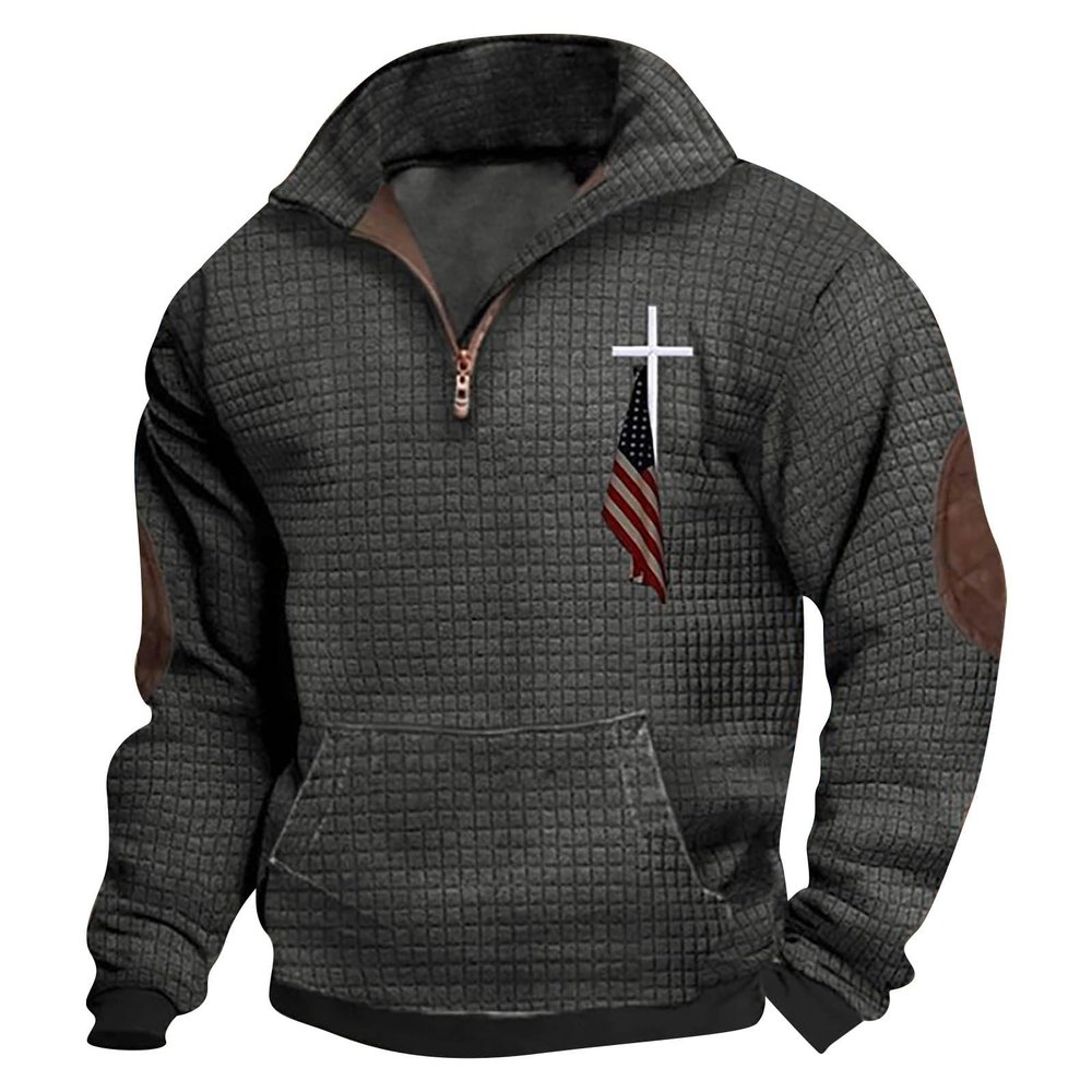 ZYXTIM I Can't But I Know A Guy Sweatshirts Mens Quarter Zip Waffle Ribbed Long Sleeve Gym Athletic Hoodies Patriotic Shirts