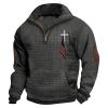 ZYXTIM I Can't But I Know A Guy Sweatshirts Mens Quarter Zip Waffle Ribbed Long Sleeve Gym Athletic Hoodies Patriotic Shirts view 1